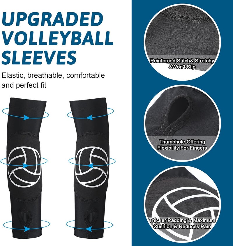 Minatee Volleyball Arm Sleeves Passing Hitting Forearm Sleeves with Protection Pads and Thumb Hole - Image 3